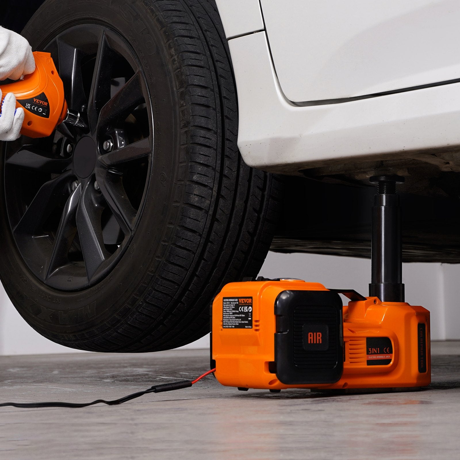 Elektrisk domkraft - 12 V - 5 t - Set för hjulbyte - Multifunktionell